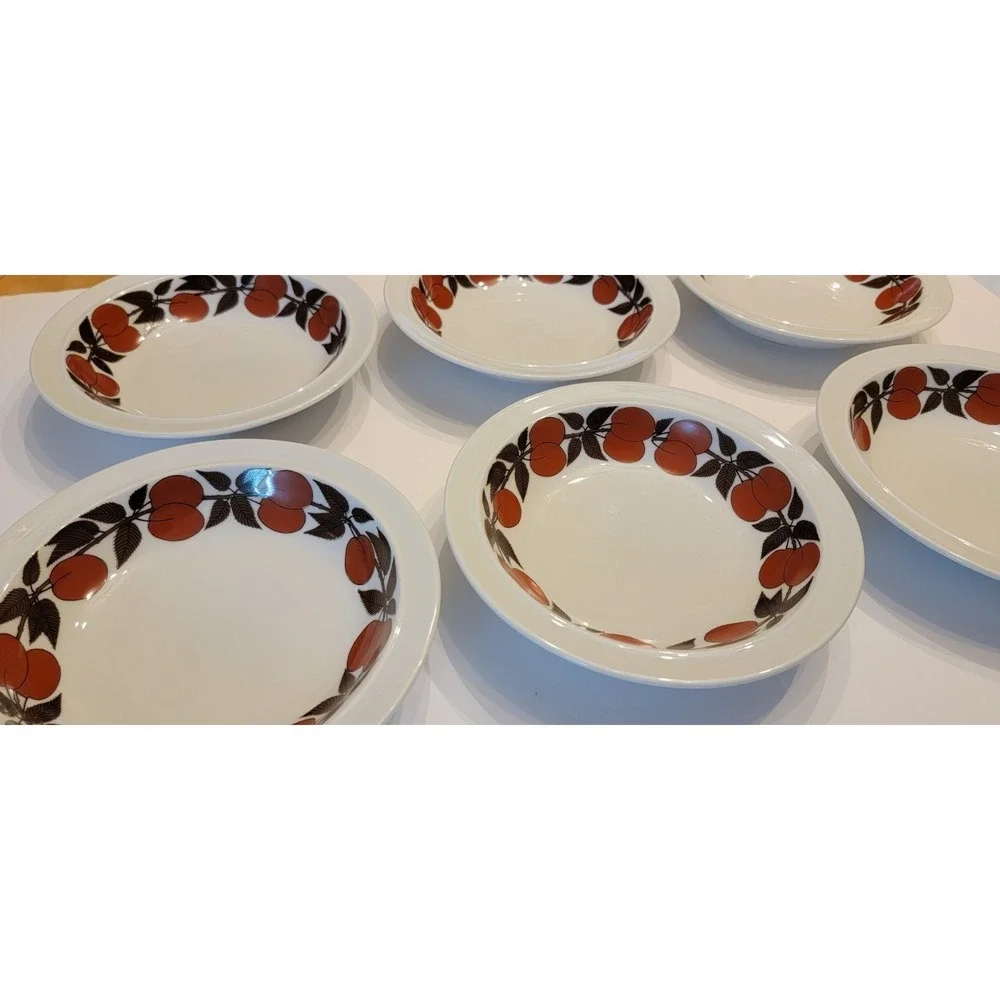 Thomas Germany Vintage Soup Bowl Plum Peach Porcelain‎ Fruit Bowl Set Of 6 MCM